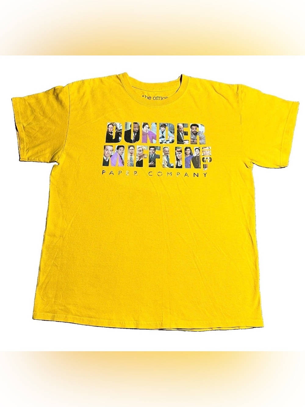 The Office Pop Culture Dunder Mifflin Paper Company Inc. Graphic T-Shirt Gold Lg